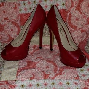 Jessica Simpson red heels, sz 6